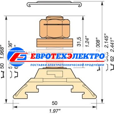 ABB Клемма 1шпилька HD70/22.F8.31
