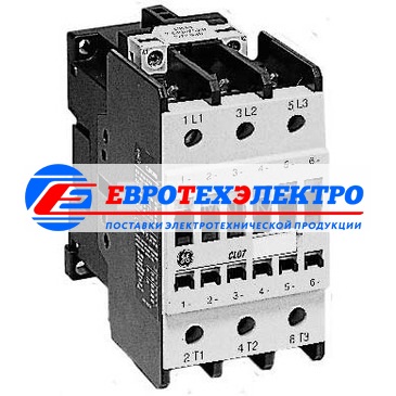 GE 113516 CL06E300MWD Трехполюсный контактор серии CL, винтовая клемма, номинальный ток 50A АС-3/ 90А АС-1, напряжение цепи управления 24В AC/DС катушка с электронным модулем, расширенный диапазон, рабочее напряжение 690В, напряжение изоляции 690В