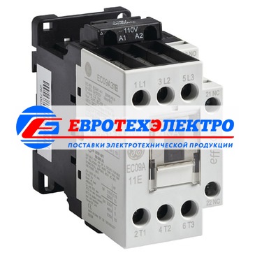 GE Трехполюсный контактор серии Efficor, винтовая клемма, , номинальный ток 9A АС-3/ 25А АС-1, напряжение цепи управления  24В DC, 1НО+1НЗ дополнительный контакт, катушка с низким значением потребляемой мощности Contactor 9 A ,1NO+1NC, Coil 24V DC LC