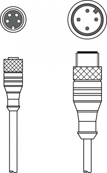 K-DS M8A-M12A-4P-0,3m-PVC - Interconnection cable 50107276