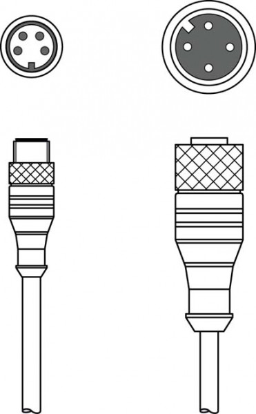 K-DS M12A-M8A-4P-0,3m-PVC - Interconnection cable 50116738