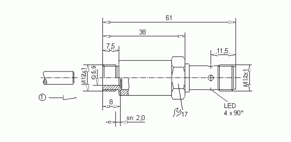 Индуктивные датчики: IR5015  IR-2002-ARKG/M12X1/SW17/USR