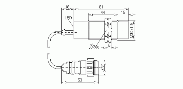 Индуктивные датчики: II0244  IIA2015-ABOA/V4A/0,8M/LS-300-L