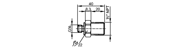 Принадлежности: E30133  ADAPT G1/4 A - 1/2NPT A