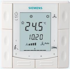 Hotel Semi Flush-mount room thermostat with KNX, 2-/4-pipe fan coils or DX type equipment, four buttons hotel functions - RDF301.50H - S55770-T334