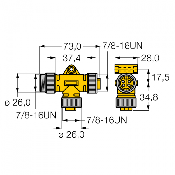Соединительная системаТ-разветвитель без кабеля - RKM40-RKM40-L-RSM40