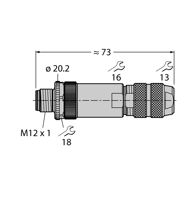 Круглый разъем M12 x 1Вилка, прямая, под индивидуальные характеристики - FW-M12ST5D-G-SB-ME-SH-8