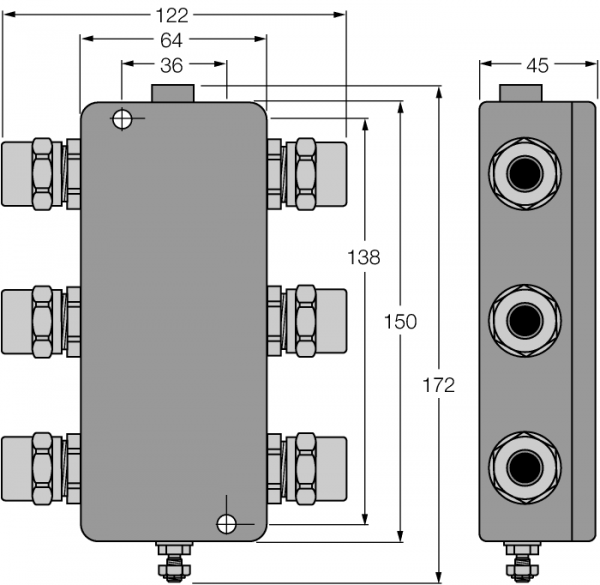 FOUNDATION™ fieldbus IP67 разветвительный модуль, 4-канальный - JBBS-49SC-T415/3G