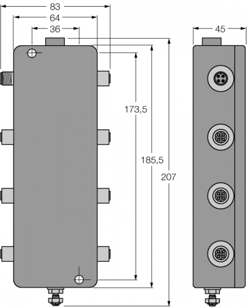 FOUNDATION™ fieldbus IP67 разветвительный модуль, 6-канальный - JBBS-49-E613/3G