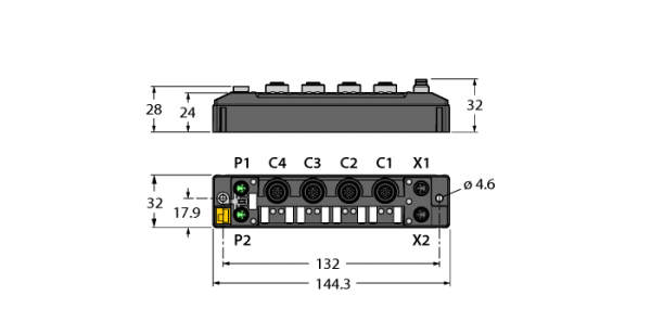 Компактный модуль ввода/вывода для Ethernet4 канала IO-Link Мастера4 универсальных цифровых канала PNP, 0,5 А, диагностика каналов - TBEN-S2-4IOL