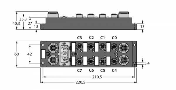 Модуль ввода/вывода I/O Module для DeviceNet4 цифровых pnp/npn-входа4 цифровых выходов, 0.5 А - FDNP-L0404G-TT