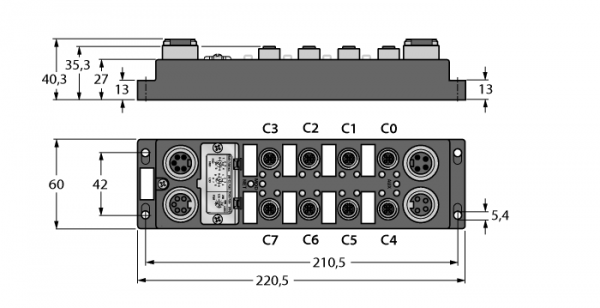 Модуль ввода/вывода I/O Module для DeviceNet8 цифровых pnp-входа8 цифровых выходов, 2 А - FDNP-P0808H-TT