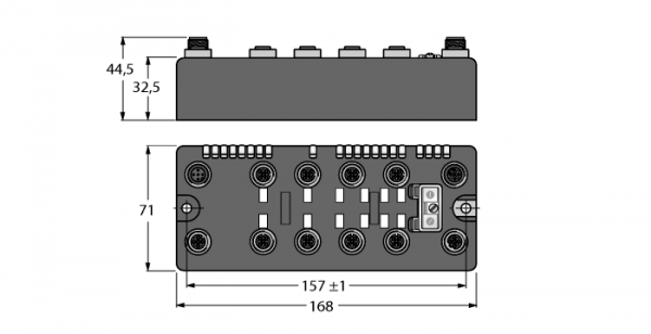 компактная станция промышленной шины BL для DeviceNet™4 analoge Eingange fur Strom oder Spannung, 4 analoge Ausgange fur Spannung und 8 konfigurierbare digitale PNP Kanale - BLCDN-8M12LT-4AI4AO-VI-8XSG-P