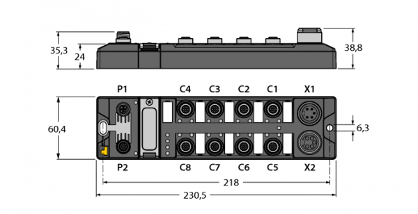Модуль ввода/вывода PROFIBUS-DP16 цифровых каналов, конфигурируемых как входы PNP или выходы 2 A - TBDP-L2-16DXP