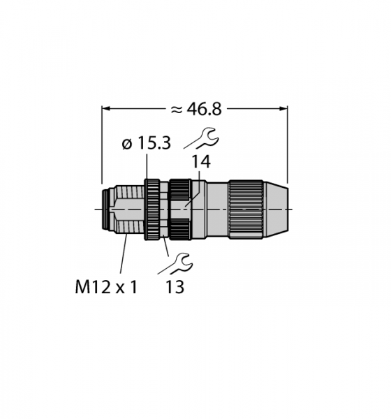 Круглый разъем M12 x 1Разборный соединитель, прямой - HAS8141-0