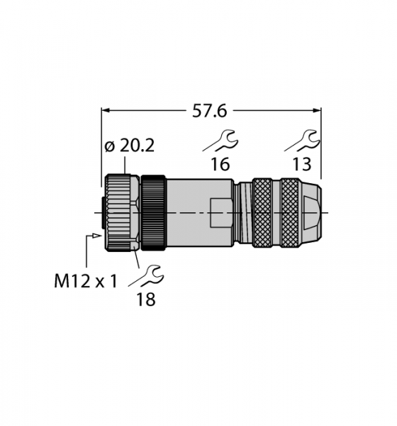 Круглый разъем M12 x 1Розетка, прямая, под индивидуальные требования - CMB8151-0