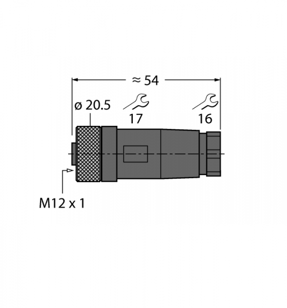 Круглый разъем M12 x 1Розетка, прямая, под индивидуальные требования - B8141-0