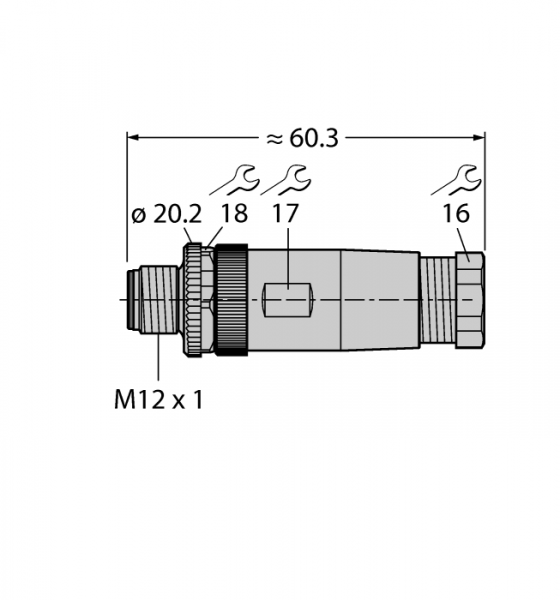 Круглый разъем M12 x 1Вилка, прямая, под индивидуальные характеристики - BS81121-0/PG9