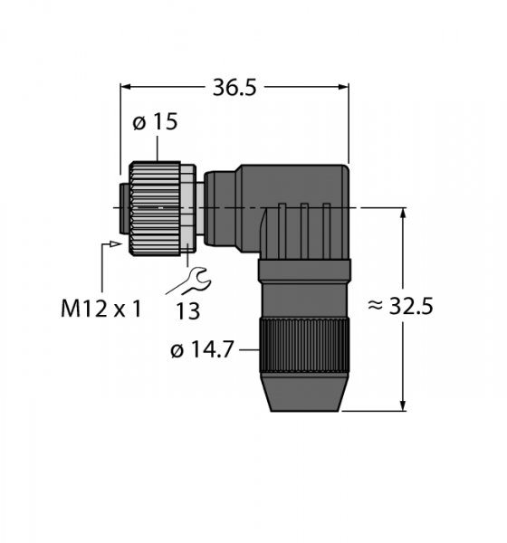 Круглый разъем M12 x 1разборный разъем 'мама', угловой - HA8241-0
