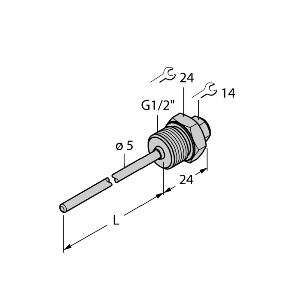Детектирование температурыЗащитные гильзы - THW-3-G1/2-A4-L100