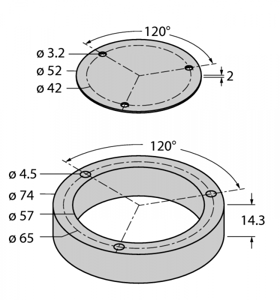 Aluminium protecting ring and shielding plateдля индуктивных датчиков угла поворота Ri-QR24 - M4-QR24