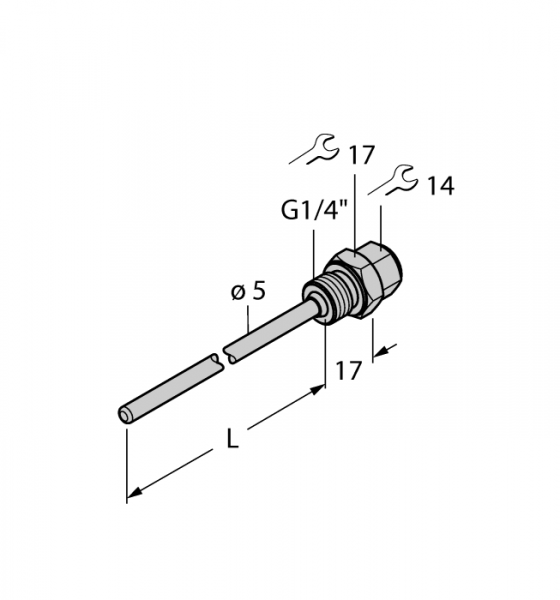 Детектирование температурыЗащитные гильзы - THW-3-G1/4-A4-L050