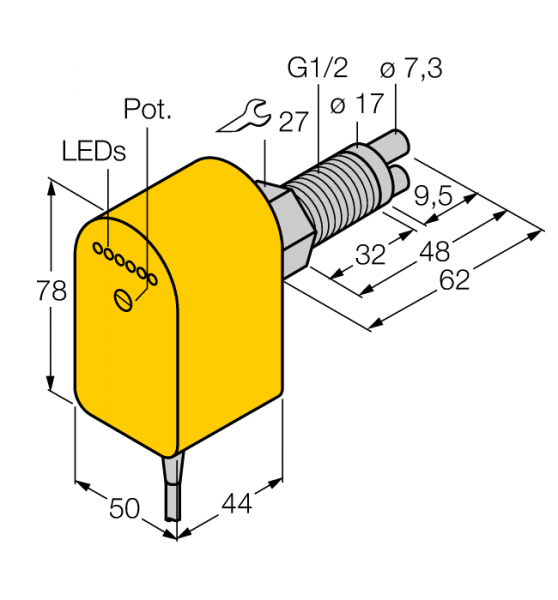 Мониторинг потокапогружного типа с оценочной электроникой - FCS-GL1/2A2P-VRX/24VDC/A