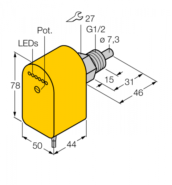 Мониторинг потокапогружного типа с оценочной электроникой - FCS-G1/2A4P-VRX/24VDC