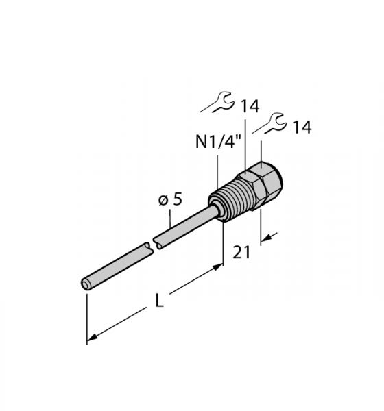 Детектирование температурыЗащитные гильзы - THW-3-N1/4-A4-L950