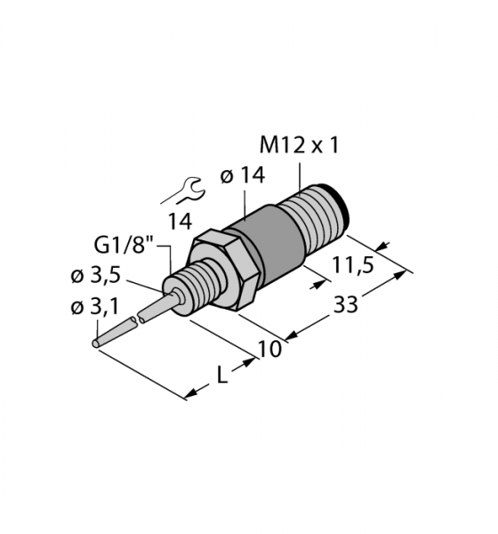 Детектирование температурыПроба - TP-103A-G1/8-H1141-L013