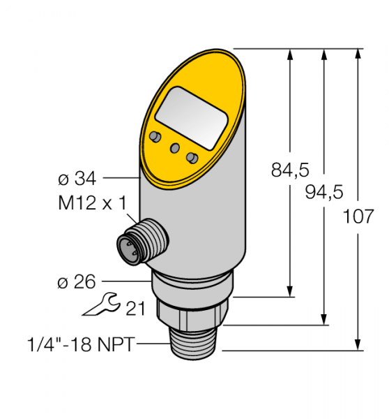 Pressure sensorс токовым и транзисторным pnp/npn дискретным выходом - PS100R-303-LUUPN8X-H1141