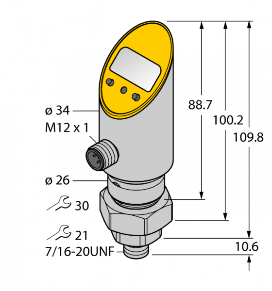 Датчик давления (вращаем.)с токовым и транзисторным pnp/npn дискретным выходом - PS100R-505-LUUPN8X-H1141