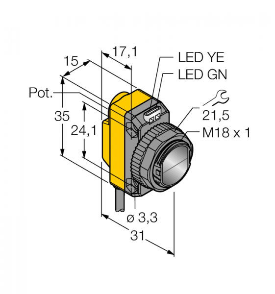 Фотоэлектрический датчикретро-рефлективный датчик - QS18VP6LV
