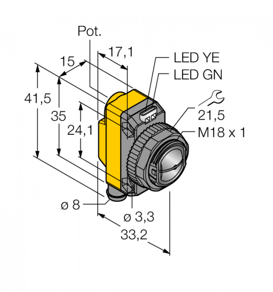 Фотоэлектрический датчикконвергентный датчик - QS18VP6CV15Q7