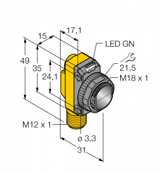 Фотоэлектрический датчикЛазерный излучатель - QS186LE12Q8