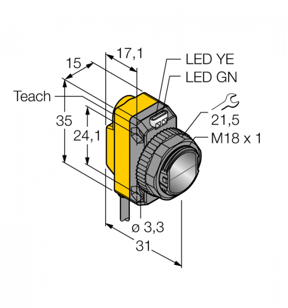 Фотоэлектрический датчикконвергентный датчик - QS18EP6CV45
