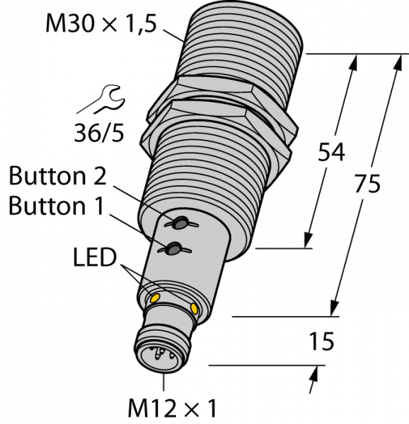Ультразвуковой датчикдиффузионный датчик - RU130U-M30E-LIU2PN8X2T-H1151