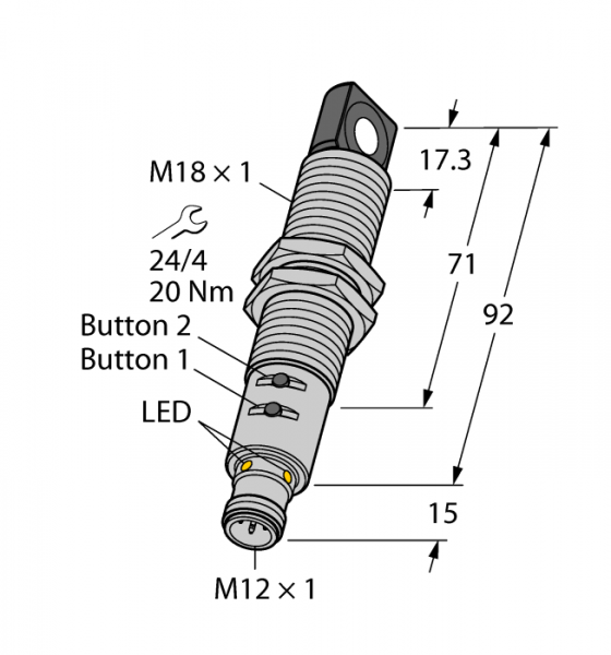 Ультразвуковой датчикдиффузионный датчик - RU40U-M18ES-LIU2PN8X2T-H1151