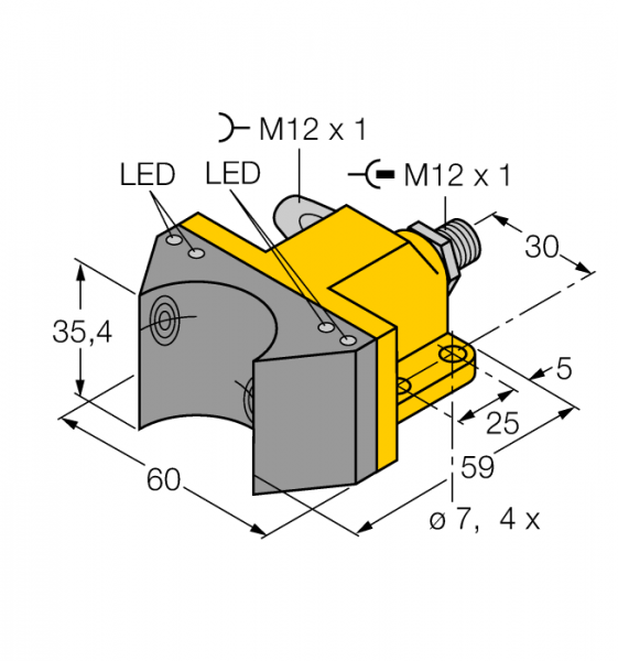индуктивныйСдвоенный датчик для приводов вращения - NI4-DSU35-2ASI2X4-H1140