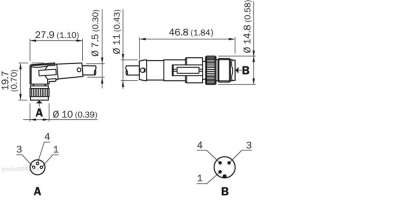 Plug connectors and cables / Connection cable (male connector-female connector) - DSL-8203-B02MC - 6025917