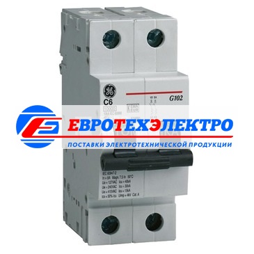 GE 675049 G102D01  Модульный автоматический выключатель Серия G100 Redline, макс. откл. способность 10000А (МЭК 898), 2P/ 2мод.(18мм), характеристика откл. D (10 - 20 крат. I ном.), Iн=1А, U= 415В АС