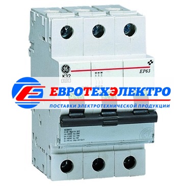 GE 681646 EP63K50 Модульный автоматический выключатель Серия EP60 ElfaPlus, макс. откл. способность 6000А (МЭК 898), 3P/ 3мод.(18мм), характеристика откл. К (8 - 12 крат. I ном.), Iн=50А, U= 415В АС , прозрачное окошко для паспортной таблички, возможно по