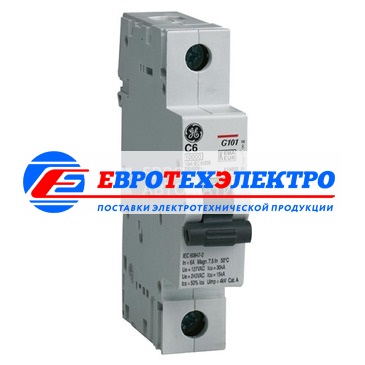 GE 674855 G101C01 Модульный автоматический выключатель Серия G100 Redline, макс. откл. способность 10000А (МЭК 898), 1P/ 1мод.(18мм), характеристика откл. С (5 - 10 крат. I ном.), Iн=1А, U= 240В АС