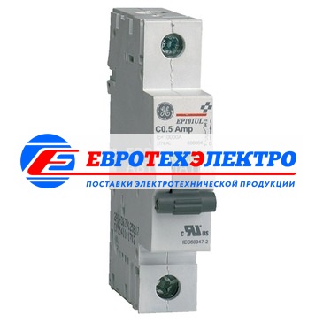 GE 686663 EP61ULC10 Модульный автоматический выключатель Серия EP60UL ElfaPlus, макс. откл. способность 6000А (МЭК 898), 1P/ 1мод.(18мм), характеристика откл. С (5 - 10 крат. I ном.), Iн=10А, U= 240В АС , прозрачное окошко для паспортной таблички, возможн