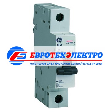 GE 675122 GT101C20 Модульный автоматический выключатель Серия GT10 Redline, макс. откл. способность 10кA (МЭК 947.2), 1P/ 1мод.(18мм), характеристика откл. С (5 - 10 крат. I ном.), Iн=20А, U= 240В АС