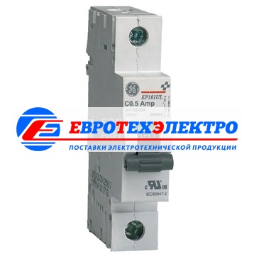 GE 686947 EP101ULD10 Модульный автоматический выключатель Серия EP100UL ElfaPlus, макс. откл. способность 10000А (МЭК 898), 1P/ 1мод.(18мм), характеристика откл. D (10 - 20 крат. I ном.), Iн=10А, U= 240В АС , прозрачное окошко для паспортной таблички, воз