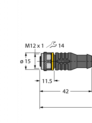 Кабель привода/датчика, ПУРКабельный соединитель - RKC12T-0,6-RSC12T/TXL