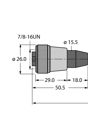 сила кабеля:оболочка кабеля PUR 5-полярный - RKM52-20-RSM52