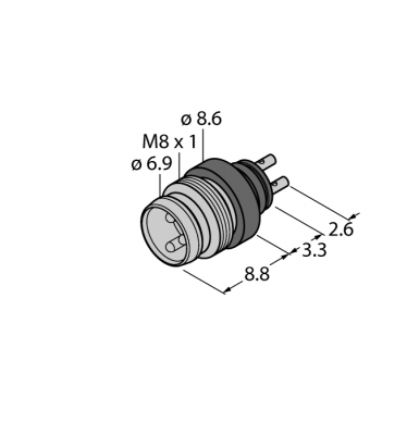 Круглый соединитель M8 x 1/O 8 ммO 8/M8x1 мм, встроенный соединитель, винтовой/защелкивающийся - SESP4SL