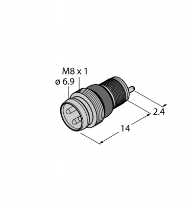 Круглый соединитель M8 x 1/O 8 ммO 8/M8x1 мм, встроенный соединитель, винтовой/защелкивающийся - ESGP3P